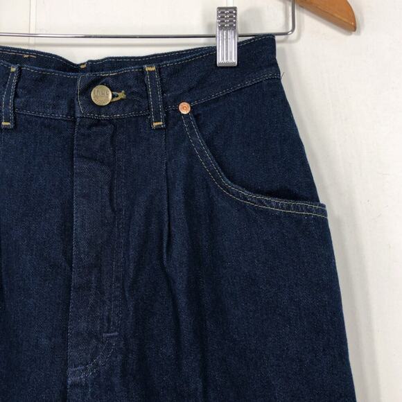 Lee VTG 80s Relaxed Tapered Ankle Pleated Jean Deadstock Size 10 Dark Blue - Picture 3 of 15